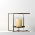 iron craft geometrical contracted glass candlestick